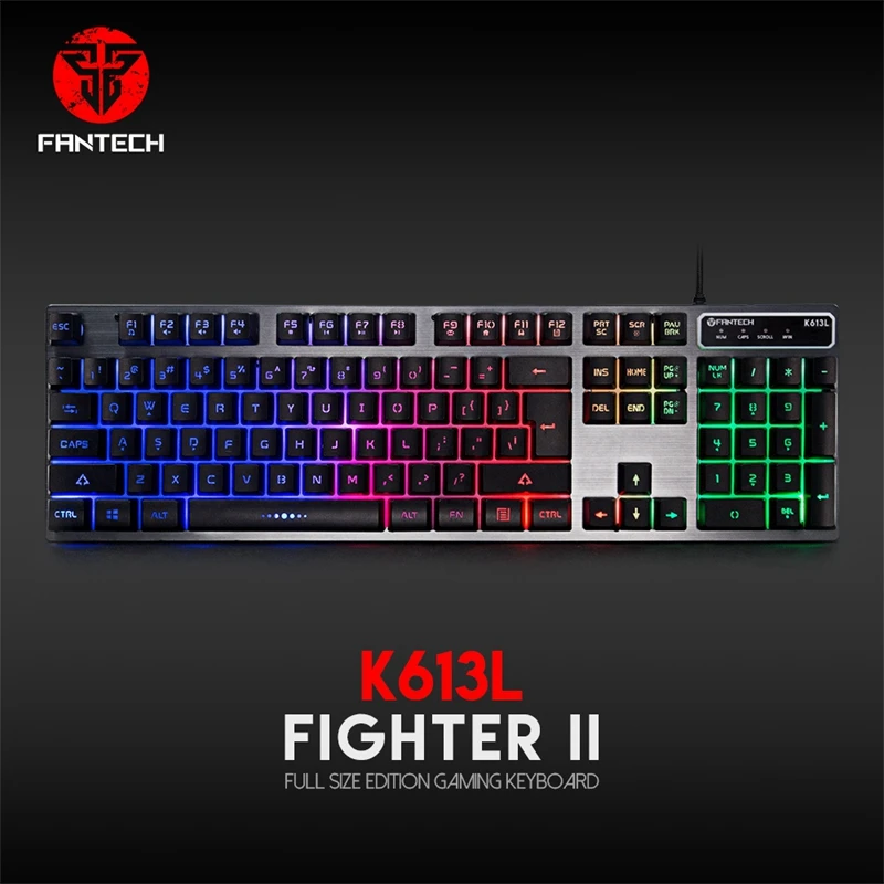 Fantech K613L Профессиональная Usb игровая клавиатура с подсветкой 104-Key Проводная игровая клавиатура