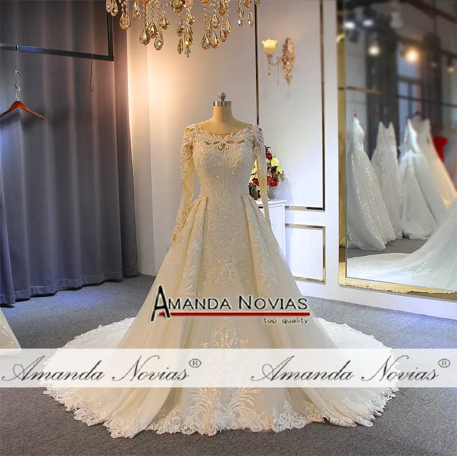 Сверкающее свадебное платье русалки со съемным шлейфом