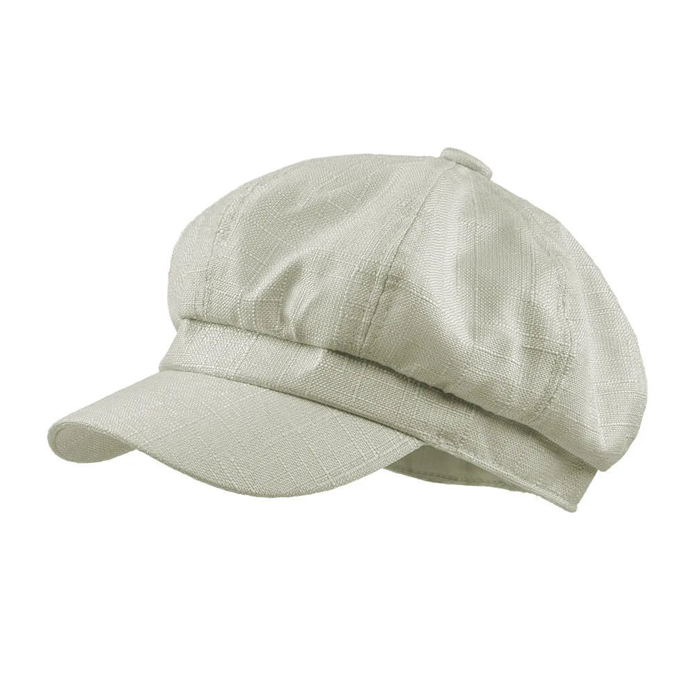 Летние женские простые пустые кепка газетчика винтажные береты кепки повседневные плюща шапки мужские унисекс - Цвет: Бежевый