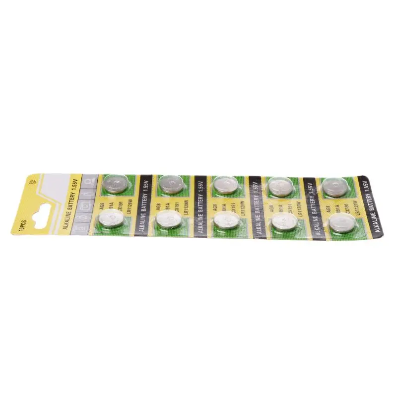 

10PCS Watch Battery AG8 1.55V Li-ion Button Coin Cell Batteries LR1120 391 SR1120 191 LR55 Toys Remote Camera CPU F42D