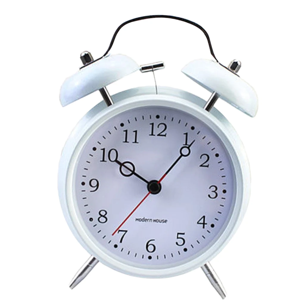 Classic Retro Twin Bell Silent Non-ticking Sweep Quartz Movement Loud Alarm Clock with Night Light for Bedroom Bedside Office