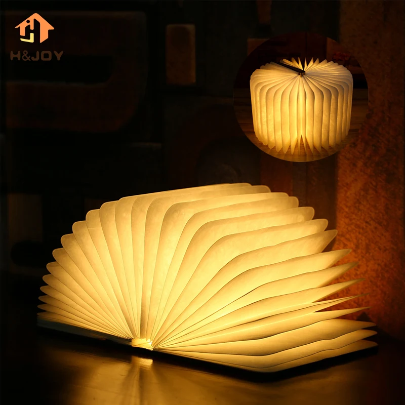 LED Wood Foldable Pages Led Book Shape Lamp Night Lighting Lamp ...