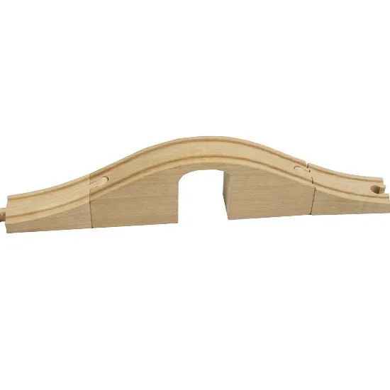 wooden train track with bridge