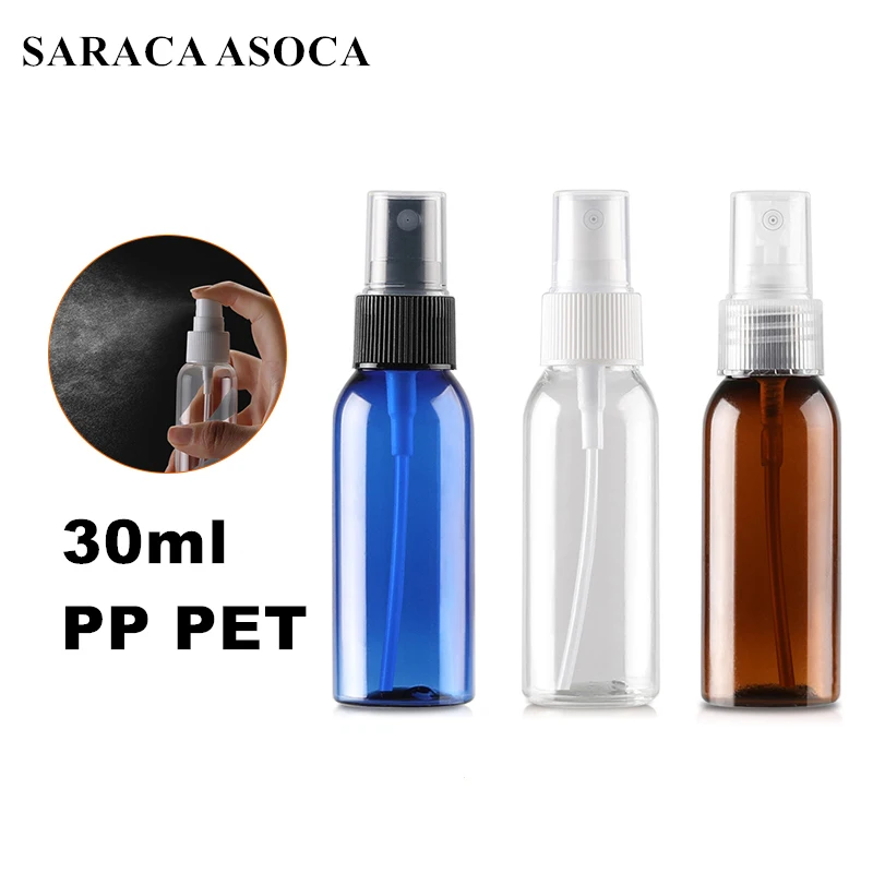 

30ml Plastic Spray Bottle PP PET Clear White Brown Color Bottle Round Shoulder Automizer For Medical Laboratory Use 100pcs/ lot