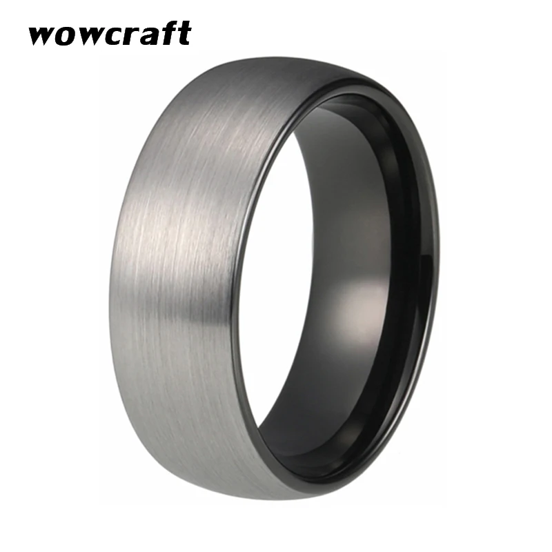 

8mm Mens Black Tungsten Carbide Wedding Band for Ring Engagement Silver Surface Comfort Fit Tungsten Wedding Jewelry Anniversary