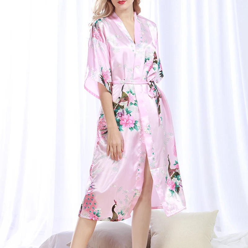 Женское летнее платье Pijama женские мягкие элегантные шелковые цветочные свободные большие размеры с поясом Ночная рубашка пижамы Ночная рубашка JS568