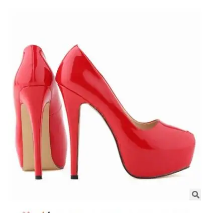Loslandifen/женские вечерние туфли-лодочки ярких цветов с круглым носком на платформе Модные женские вечерние туфли на высоком каблуке из искусственной кожи; большие размеры 35-42 - Цвет: red patent