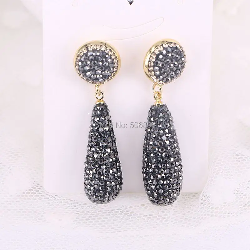 

5Pairs Tear Drop Stone Earring, Pave Rhinestone Dangle Earrings