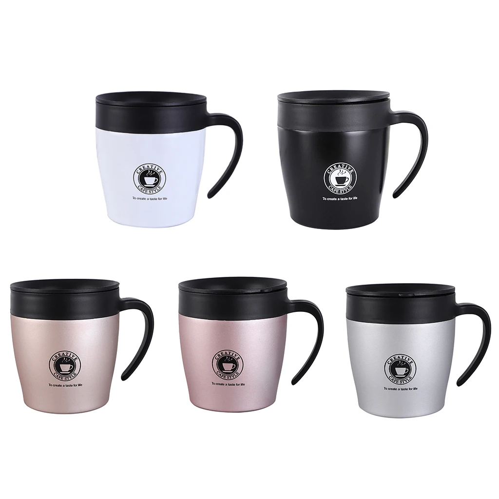 Stainless Steel Travel Mug Water Coffee Cups with Handle and Lid 300ML for Outdoor Camping Picnic Travel Drinkware