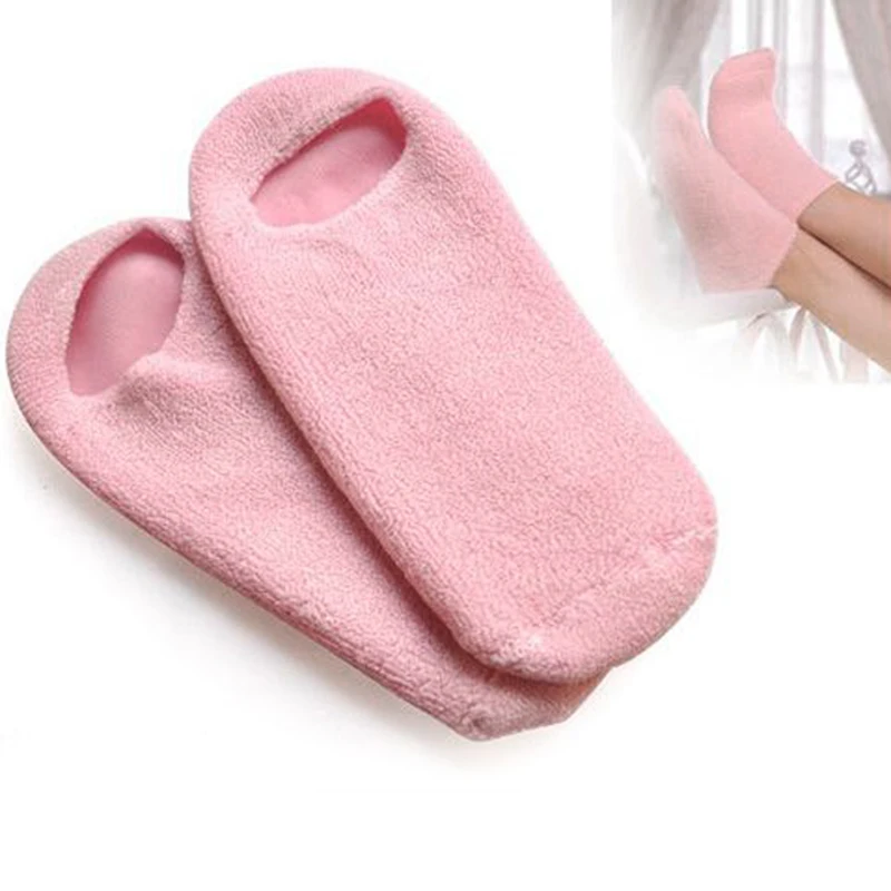 1 Pair Moisturize Spa Socks Repair Cracked Skin Treatment Gel Soft Moisturizing Feet Socks Gel Silicone Gel Booties SPA Insoles