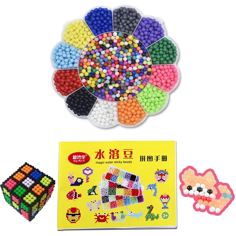 

Aquabeads Puzzle DIY Water Spray Set 10 Colors Fuse Beads Kit Creative Gift Set 3D Handmade Magic Aqua Beads for Kids Gift