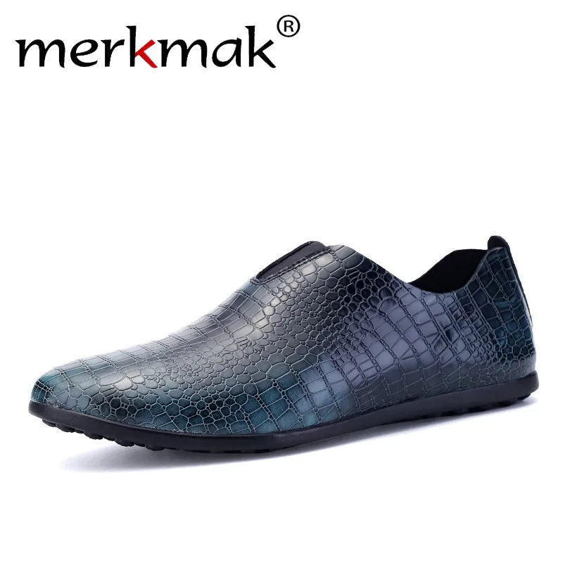 

Merkmak 2016 Men Shoes Fashion Casual Brand Genuine Leather Ankle Slip On Men Shoes Loafer Breathable Flats Shoes Zapatos Hombre