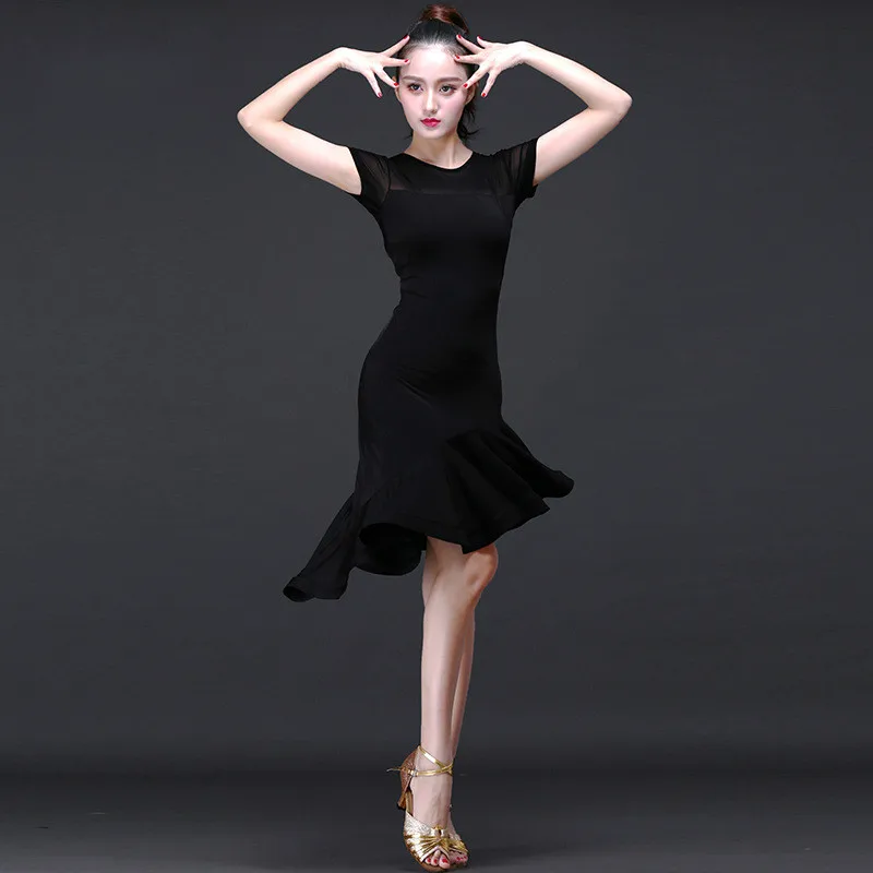 

New style Latin costume female adult practice wear 2018 summer short sleeve costume female dance show