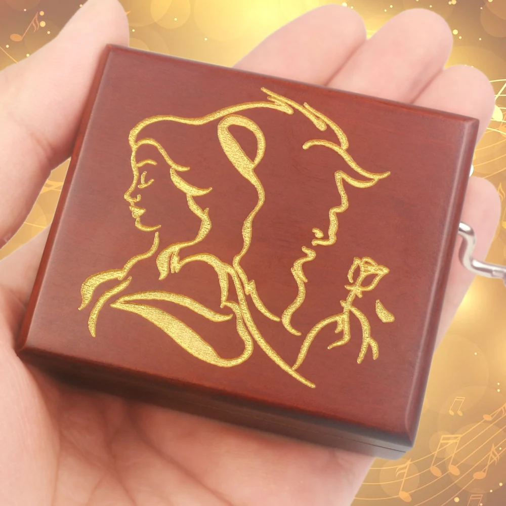 

Sinzyo Carved wooden hand crank Beauty and the beast Music Box Mechanism Musical Box Birthday Gift For Christmas Valentine's day