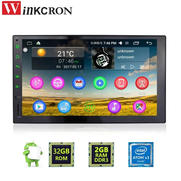 

Best 7" Universal Car Audio Stereo GPS 2GB+32GB Android 6.0 3G Wifi Bluetooth Radio Automotive Quad Cord HD Multimedia Player