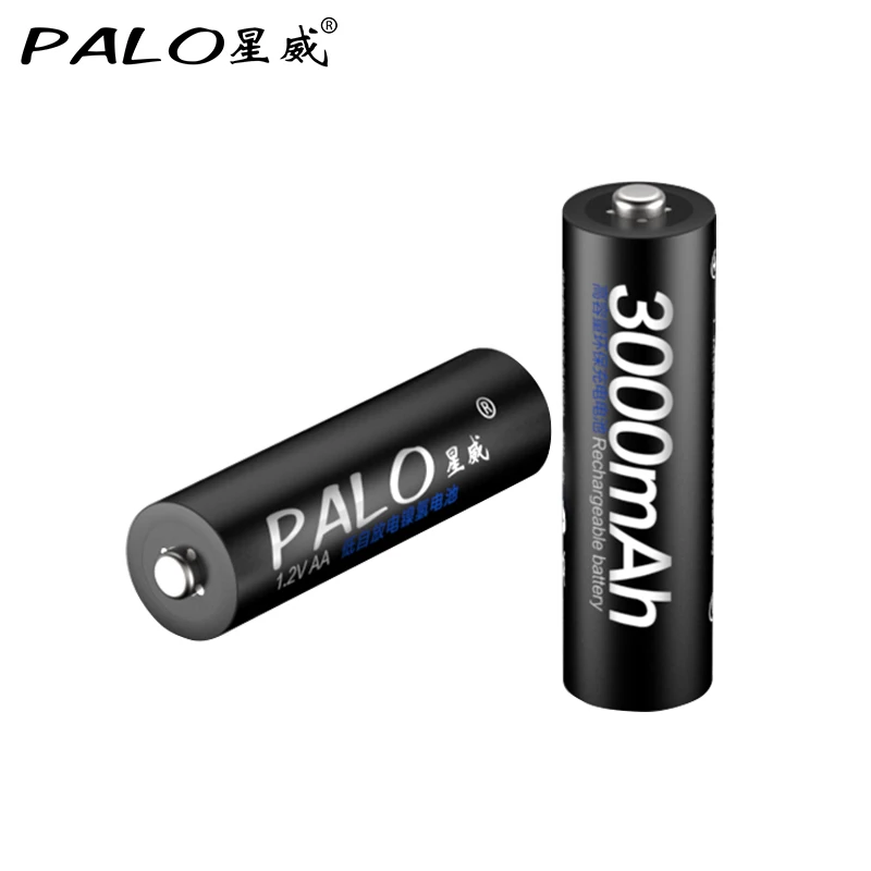 PALO 2 шт. 1 В 3000 мАч AA батареи + 1100 AAA Аккумуляторы Ni MH AA/AAA аккумуляторная батарея