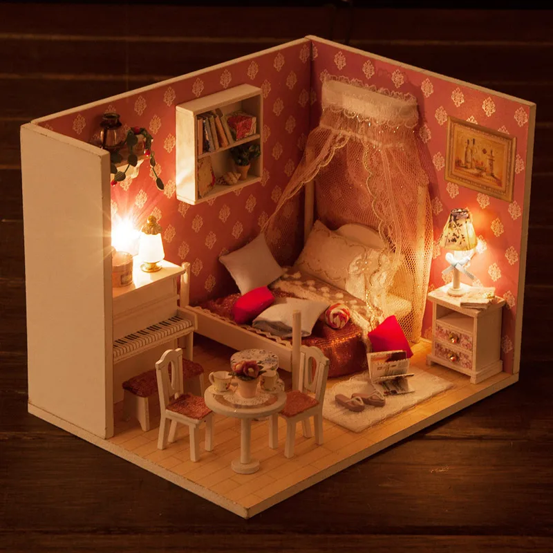 DIY деревянный кукольный дом queen мечта собрать 3D миниатюры кукольный домик модель мини кукольные домики мебель игрушечные лошадки для детей Подарки