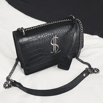 

Retro messenger bags for women 2018 new crocodile ins ultra hot single-shoulder bag crosslink chain bag fairy bag women women