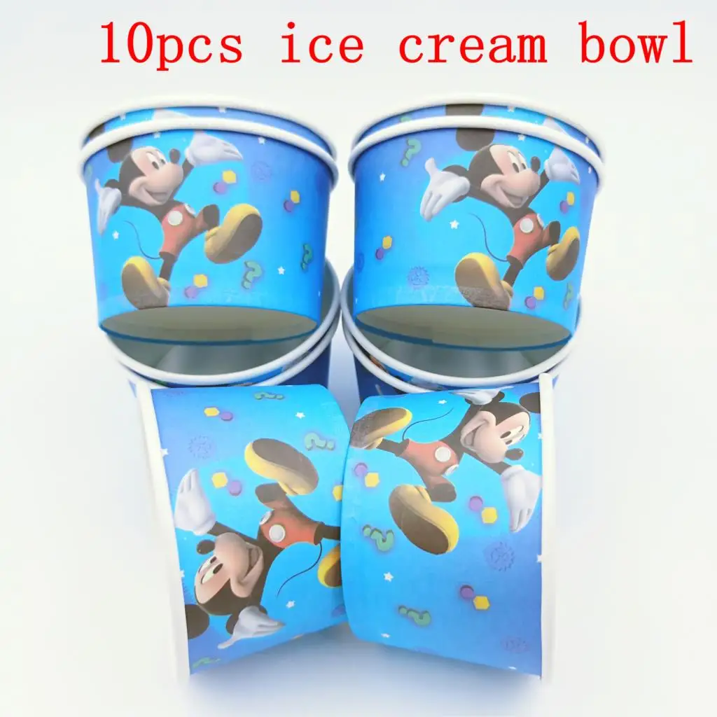 

10PCS MICKEY ICE CREAM CUPS KIDS BIRTHDAY PARTY SUPPLIES MICKEY MOUSE HAPPY BIRTHDAY PARTY ICE CREAM BOWLS