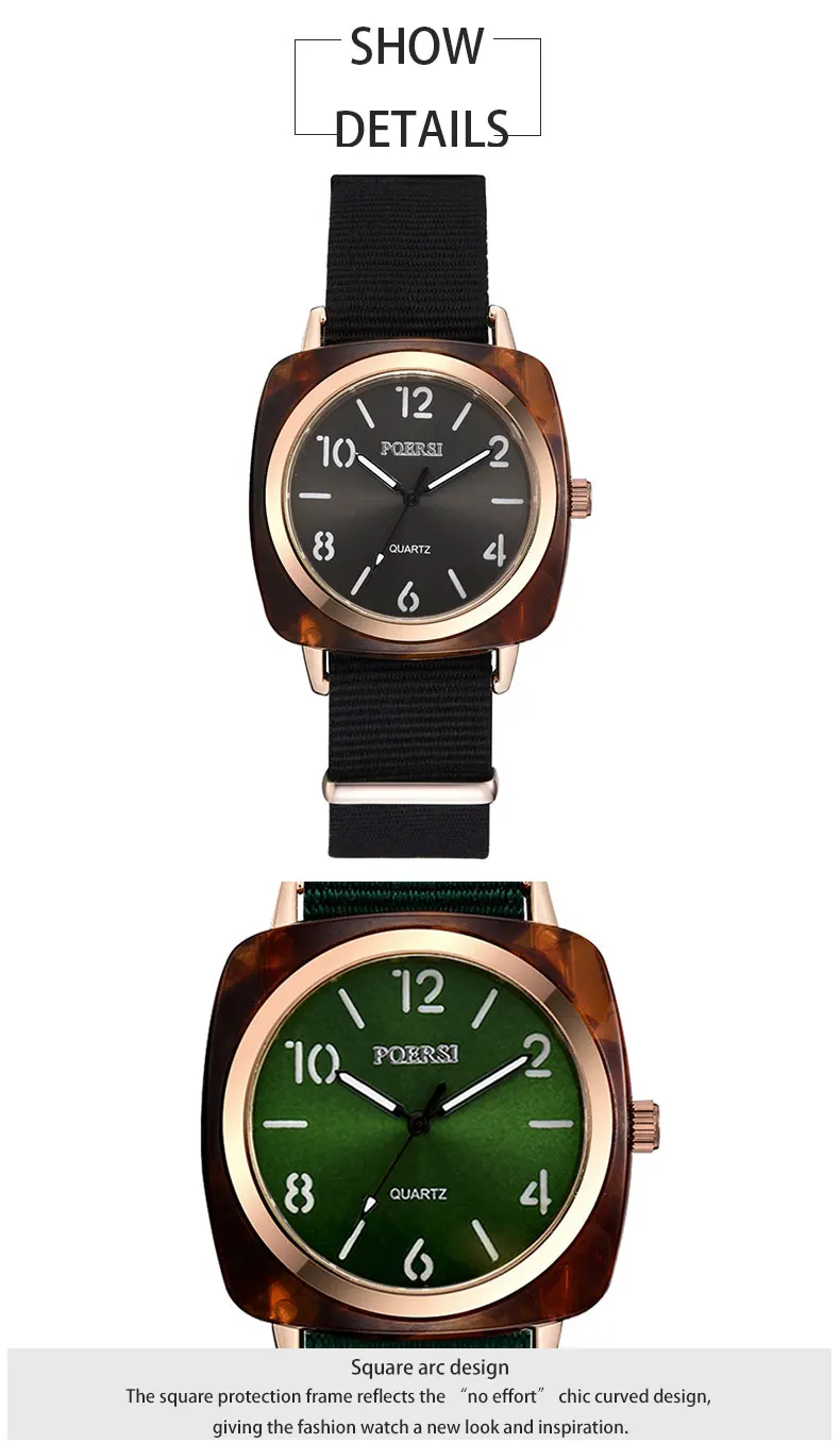 Модные мужские брезентовые часы с ремешком, кварцевые часы для женщин, роскошные Простые Спортивные наручные часы с зеленым квадратным циферблатом, новинка
