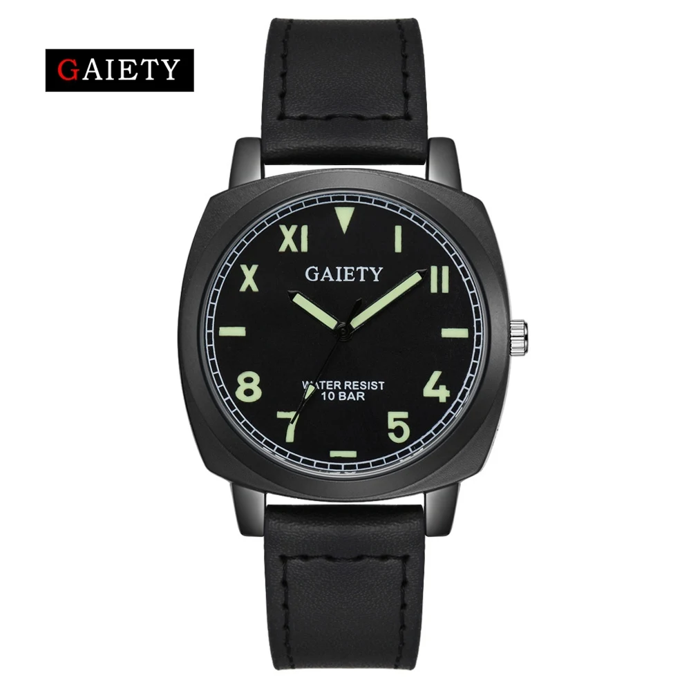 

2018 Gaiety Top Brand New Men Watches Luxury Leather Square Dial Military Clock Male Sport Vintage Clock G483