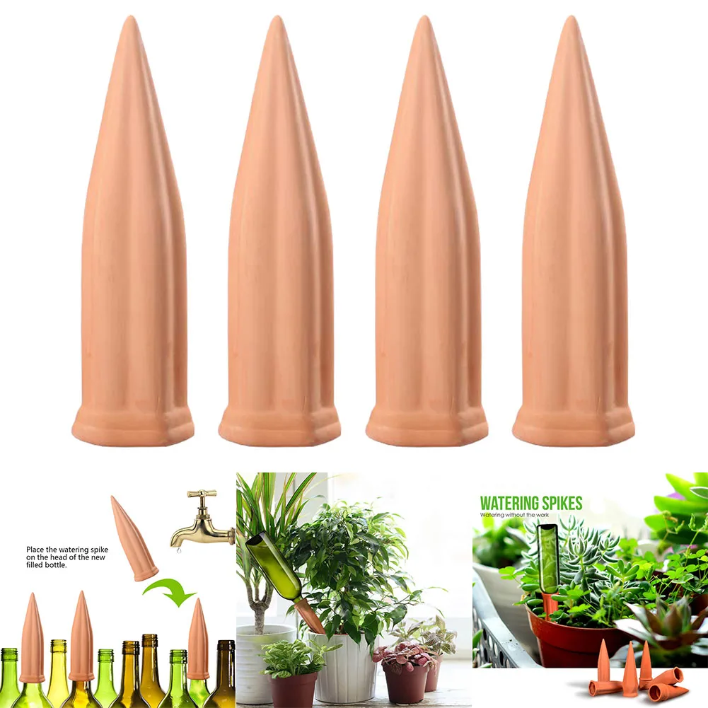 

4 Pcs Plant Waterer Self Watering Terracotta Spikes Automatically for Vacation Indoor Outdoor Drop Shipping