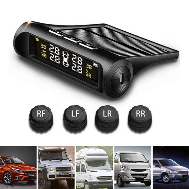 

TPMS Wireless Solar Tire Pressure LCD Monitoring System with 4 External Sensor DXY88