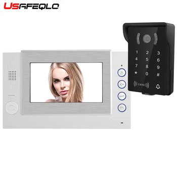 

USAFEQLO 7" Wired Video Doorbell Indoor Monitor Rainproof Camera Visual Intercom Two-way Audio Remote Unlock Video Door Phone