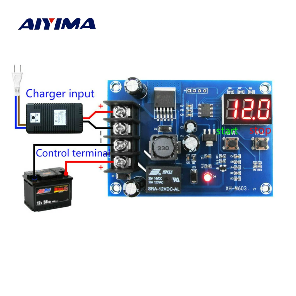 

AIYIMA CNC Battery Lithium Batteries Charge Controlled Module Battery Charging Control Protection Switch 12-24V