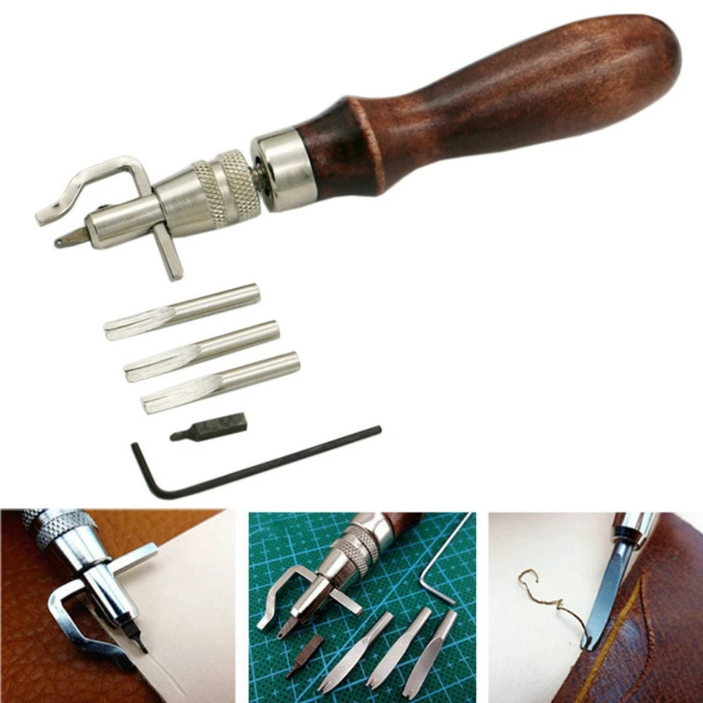 

5 in 1 DIY Leather Craft Adjustable Pro Stitching Groove Crease Leather Tools Leather Edge Stitching Sewing Tools Set