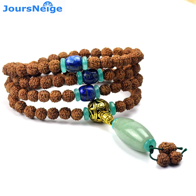 

JoursNeige Tibetan Small KingKong Bodhi Bracelets 108 Rosary Beads With Stone Hand String Bodhi Seeds Buddha Prayer Japa mala