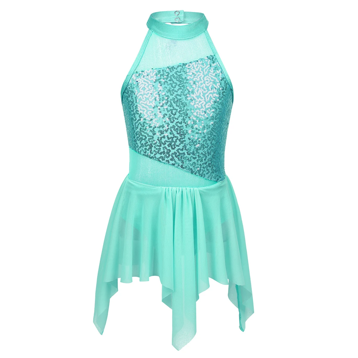 Балетное платье-пачка с блестками для девочек; Детское трико с вырезом на спине для танцев и гимнастики; фатиновое платье-пачка для сцены; Одежда для танцев - Цвет: Turquoise