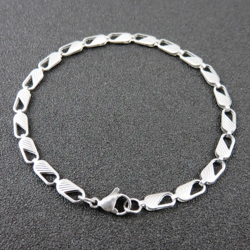 UOKB58 серебряный цвет из нержавеющей стали звено цепи браслет для женщин, серебряный тон девушки вечерние подарок ювелирных изделий