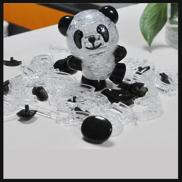 Новинка, 3D Хрустальные пазлы, панда, животные, дельфин, лебедь, Медведь, Кролик, развивающие игрушки, рождественский подарок для детей, подарок на год - Цвет: Panda