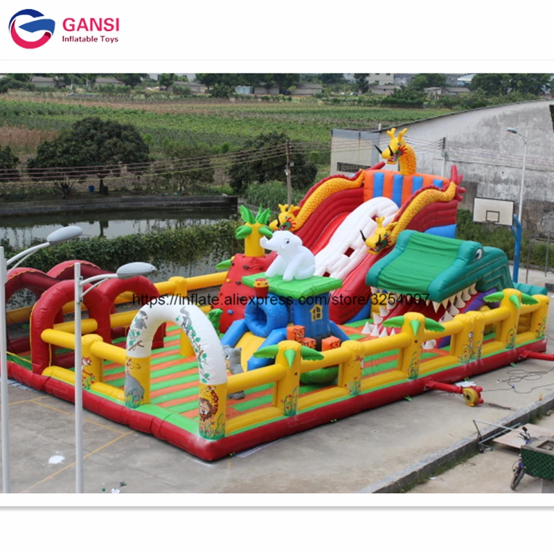 Outdoor playground game inflatable obstacle course 20*15 meters giant