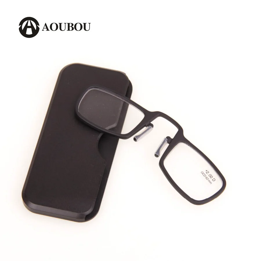 AOUBOU New Mini TR90 Reading Glasses Nose Clip Women Men Portable Wallet Folding Reading glasses With