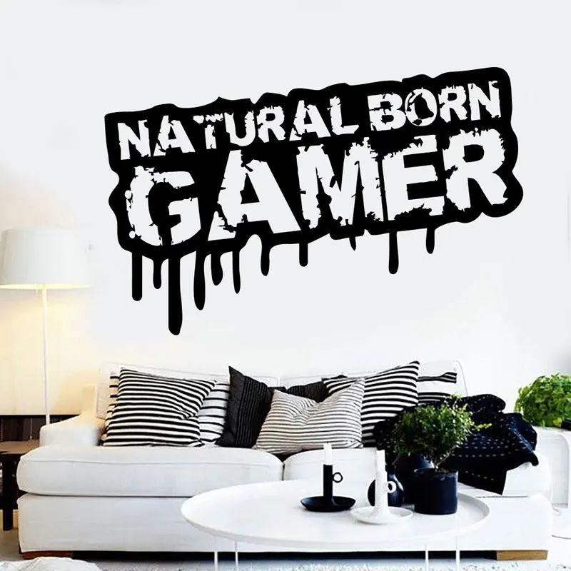 

Natural Born Gamer Wall Decal Controller Video Game Wall Vinyl Sticker Customized For Kids Bedroom Vinyl Wall Art Decals Z290