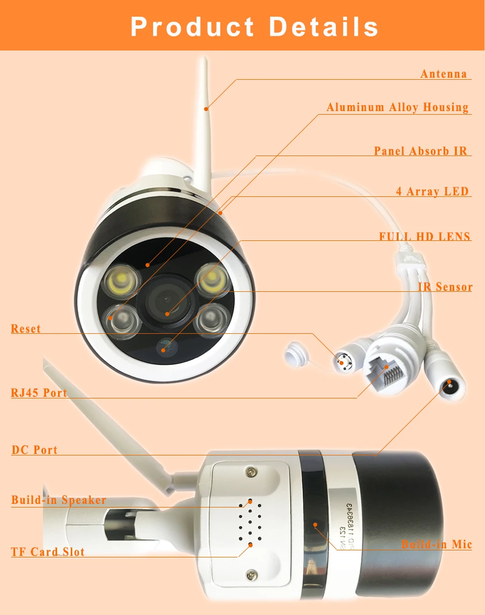 Ip-камера 1080 P, WiFi, P2P, Водонепроницаемая мини-камера для видеонаблюдения, s HD, ночное видение, CCTV камера, для улицы, для дома, для безопасности, ipcam, wifi