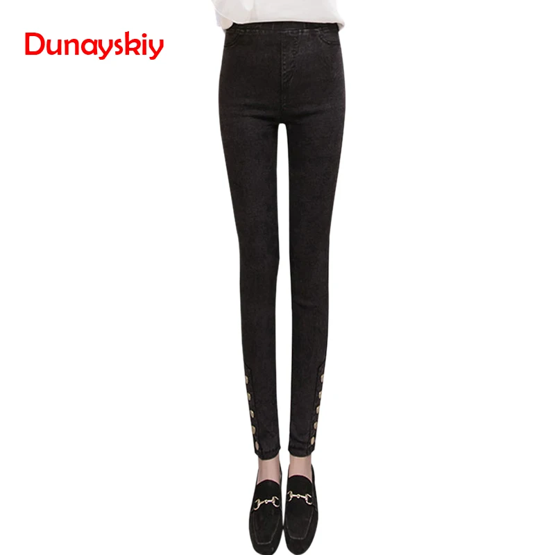 2019 New High Waist Boyfriend Jeans Female Pants Stretch Skinny Jeans Slim Femme Pencil Pants For Women Elastic Waist Mom Jeans