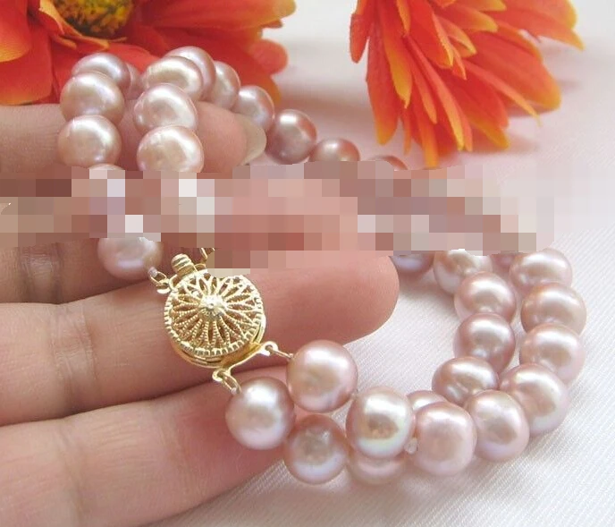 

FREE SHIPPING>>>@@ 0984 2row 8" purple round freshwater pearl bracelet