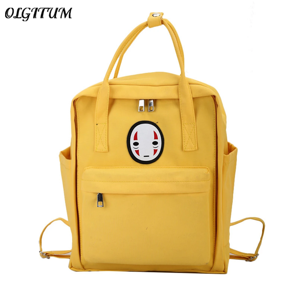 

Canvas Backpack Women Cartoon Pattern High School Students School Bag Casual Handle Laptop Backpacks Large Travel Bag