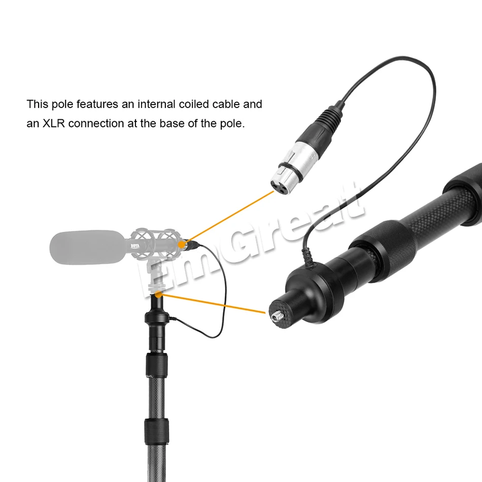 Boya BY-PB25 из углеродного волокна микрофон бумпулы с внутренним XLR кабелем 1 м(3,3 ') до 2,5 м(8,2') микро бум полюс