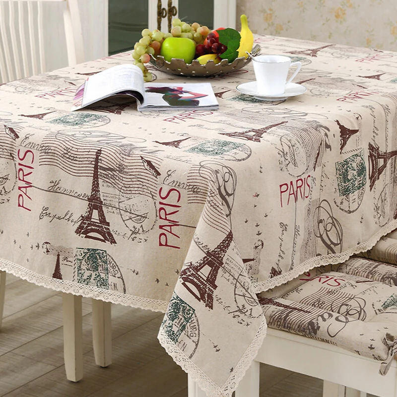 European Style High grade Cotton Linen Rectangle Tablecloth Table Cloth