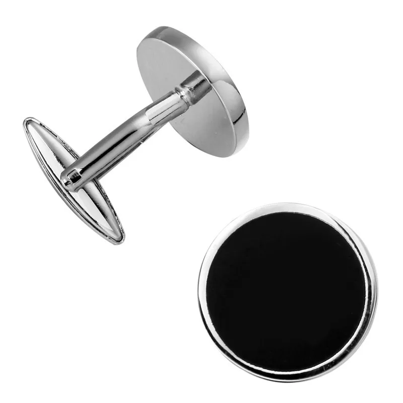 New high quality popular round black man Cufflinks Wedding Golden Mens