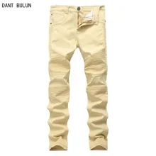 High Quality Mens Ripped Biker Jeans 100% Cotton Slim Fit Motorcycle Jeans Men Vintage Distressed Hole Denim Hip hop Jeans Pant