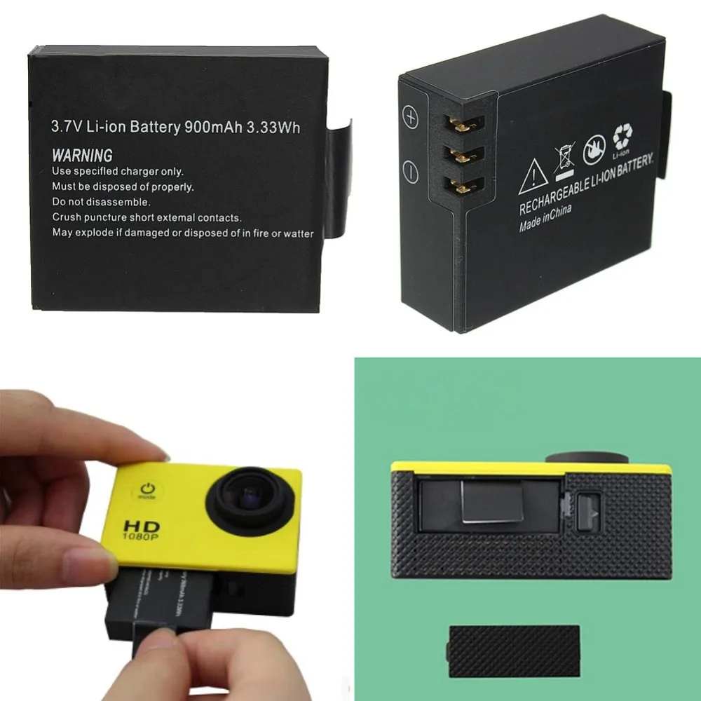 3.7V 900mAh Rechargeable Sports Action Camera Battery for SJCAM SJ4000