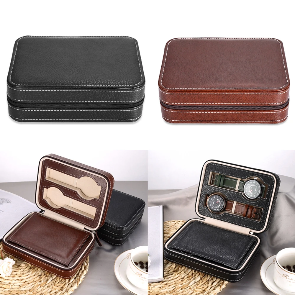 Watch box 4 Grids Travel Watch Storage Case Organizer caixa para relogio