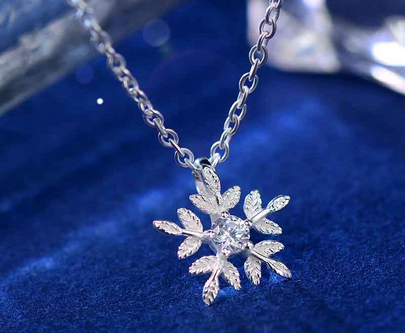 Модное милое серебряное ожерелье-цепочка Снежинка с цирконием женские ожерелья 925 ювелирные изделия
