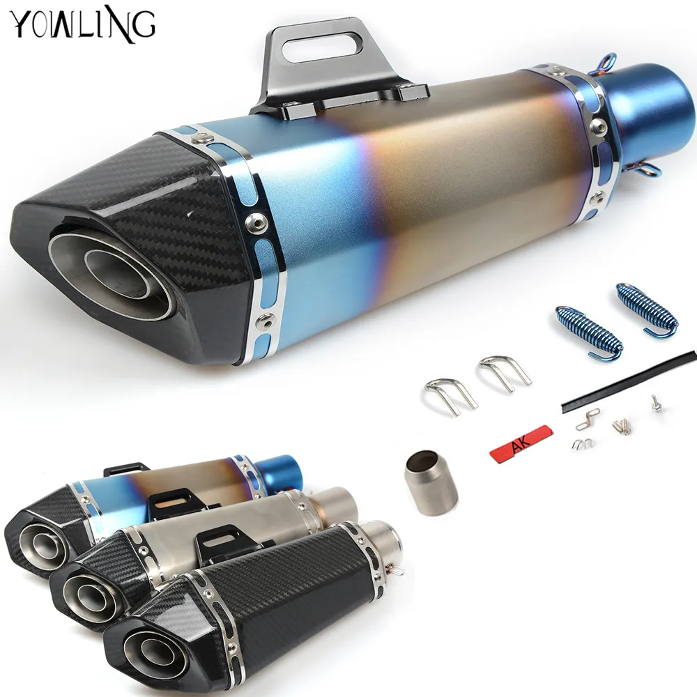 51mm Real Carbon Fiber Motorcycle Exhaust Pipe Motocross Muffler With DB Killer CB400 CBR For Kawasaki Z800 Z750 ER6R