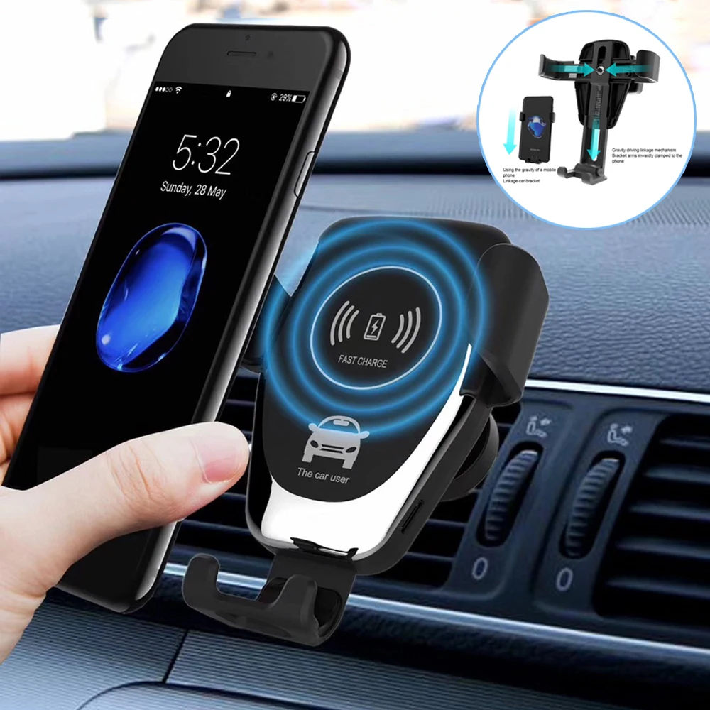 

Qi Car Wireless Charger for Samsung S8 Plus Intelligent Infrared Sensor Fast Wirless Charging Car Phone Holder for iPhone 8 X XR